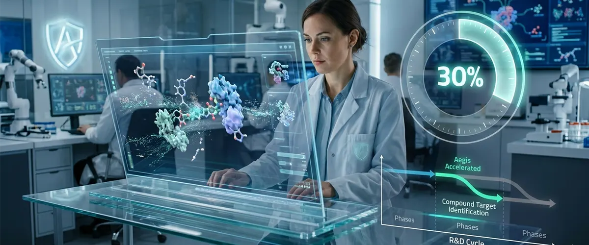 Generative AI for Drug Discovery case study Generative AI research assistant analyzing molecular data to accelerate drug discovery