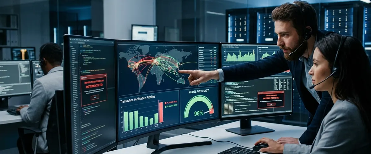 AI-powered real-time fraud detection analyzing transaction patterns for fintech payments