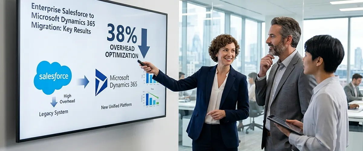 Salesforce to Microsoft Dynamics 365 Migration Case Study Salesforce to Microsoft Dynamics 365 migration reducing software overhead by 38%