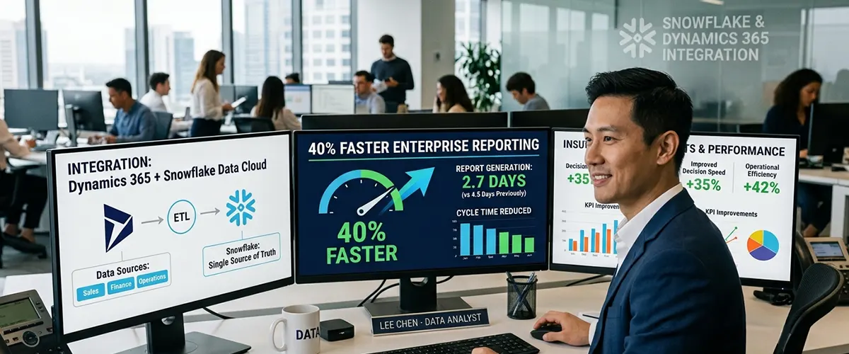 Snowflake and Dynamics 365 Integration Case Study 40% faster enterprise reporting with Snowflake and Microsoft Dynamics 365 integration
