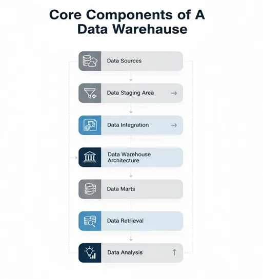 Core components of a data warehouse.