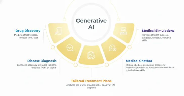 A depiction of the various common Generative AI use cases in healthcare.