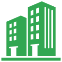 Real Estate Services – Generative AI in Property Industry Real estate building icon representing generative AI solutions for the property industry