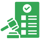 Green governance and compliance icon representing scalable Snowflake data governance and security management.