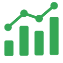 Green analytics performance icon representing Snowflake dashboard and query optimization services.