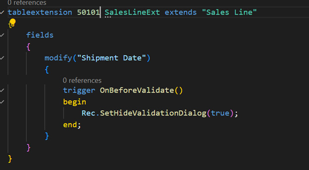 How to hide messages in Sales Documents while validating Shipment Date 13 step13