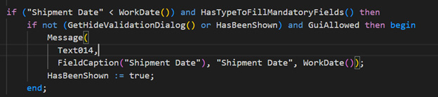 How to hide messages in Sales Documents while validating Shipment Date 14 step14