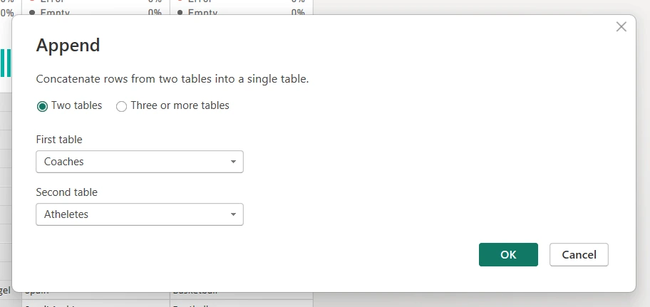 Append 2nd select two table