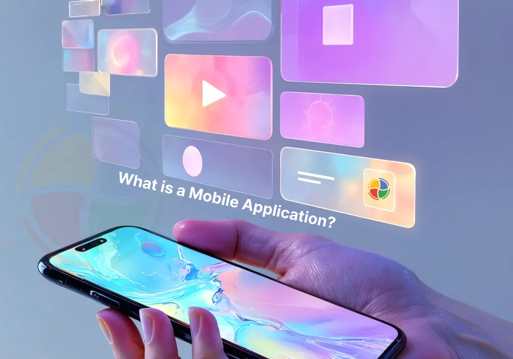 An illustration of a mobile application with floating icons. An illustration of a mobile application with floating icons.