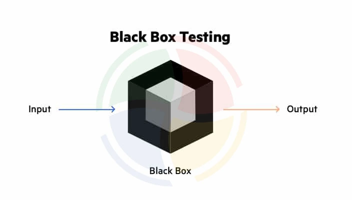 An infographic demonstrating what is black box testing, where testers work without knowing an app&rsquo;s internal code.