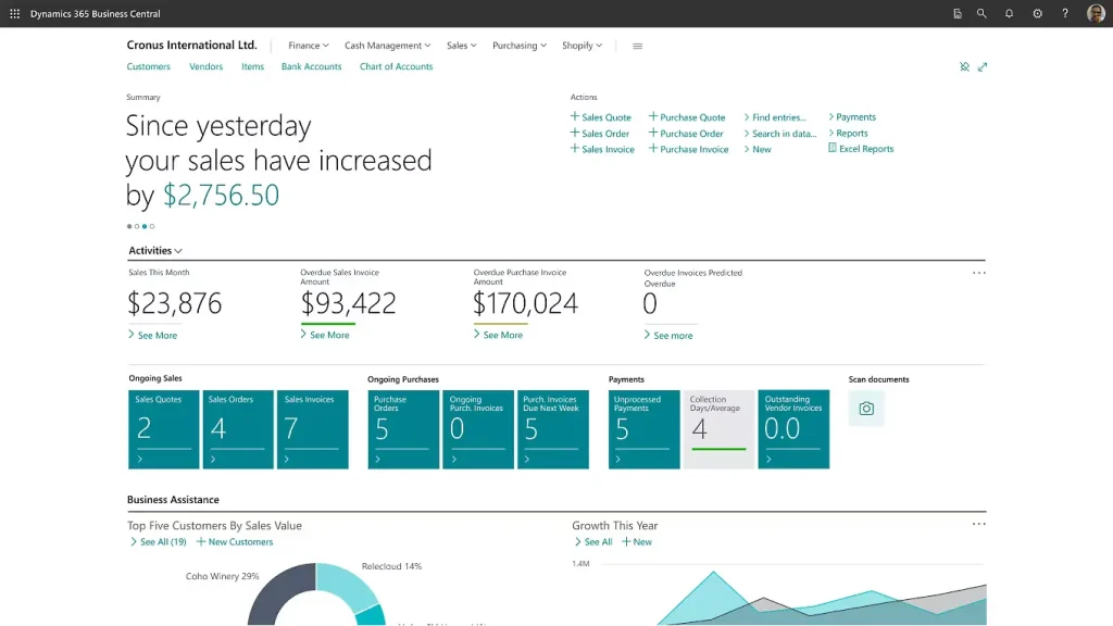 Business Central ERP interface