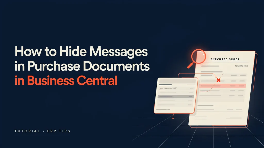 How to Hide Messages in Purchase Documents in Business Central