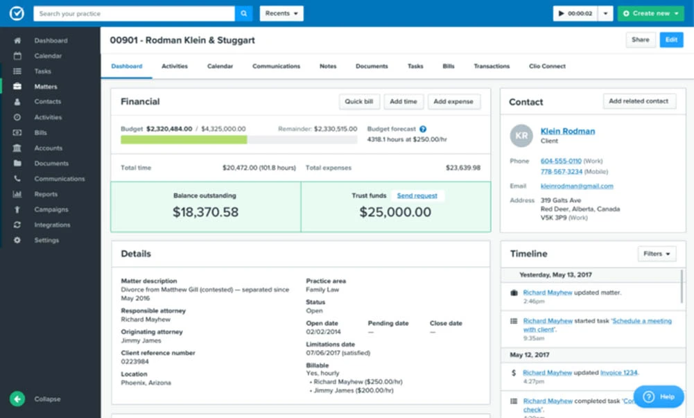Clio CRM for law firms