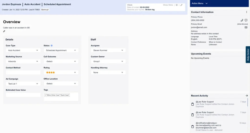 Law Ruler legal practice CRM for law firms