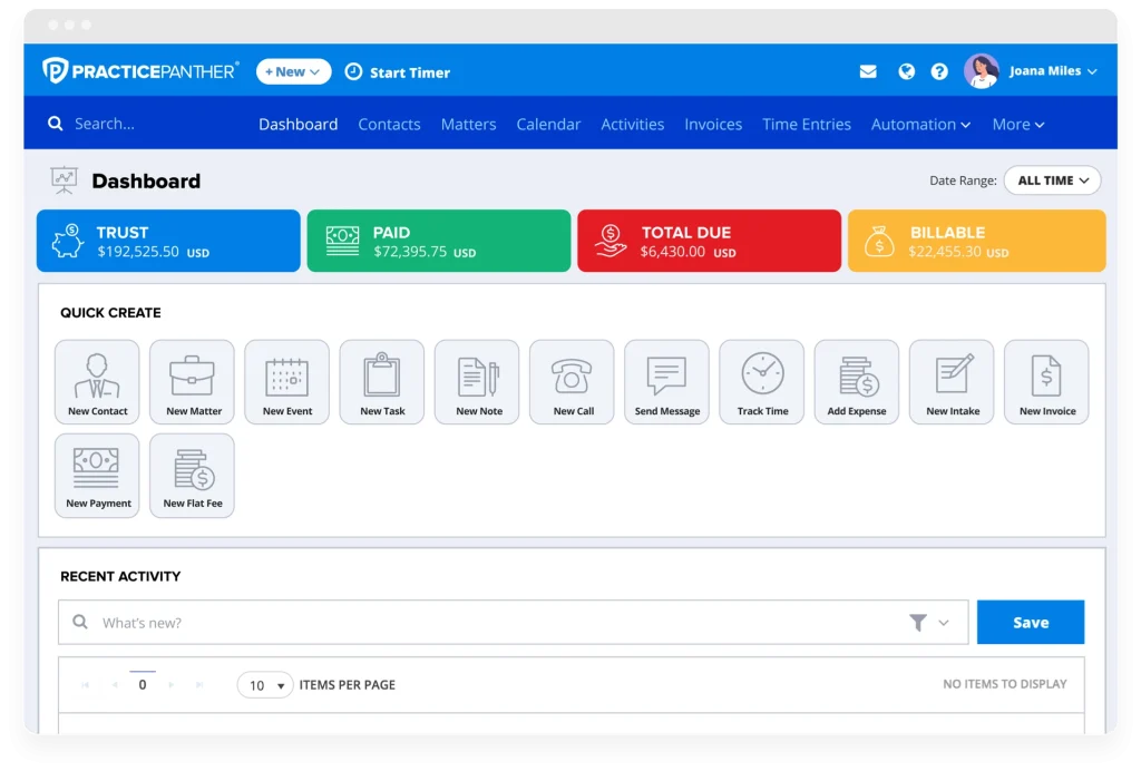 PracticePanther legal CRM