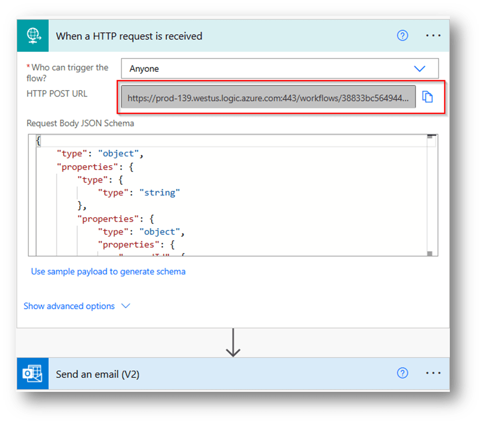 Copy the HTTP POST URL Copy the HTTP POST URL