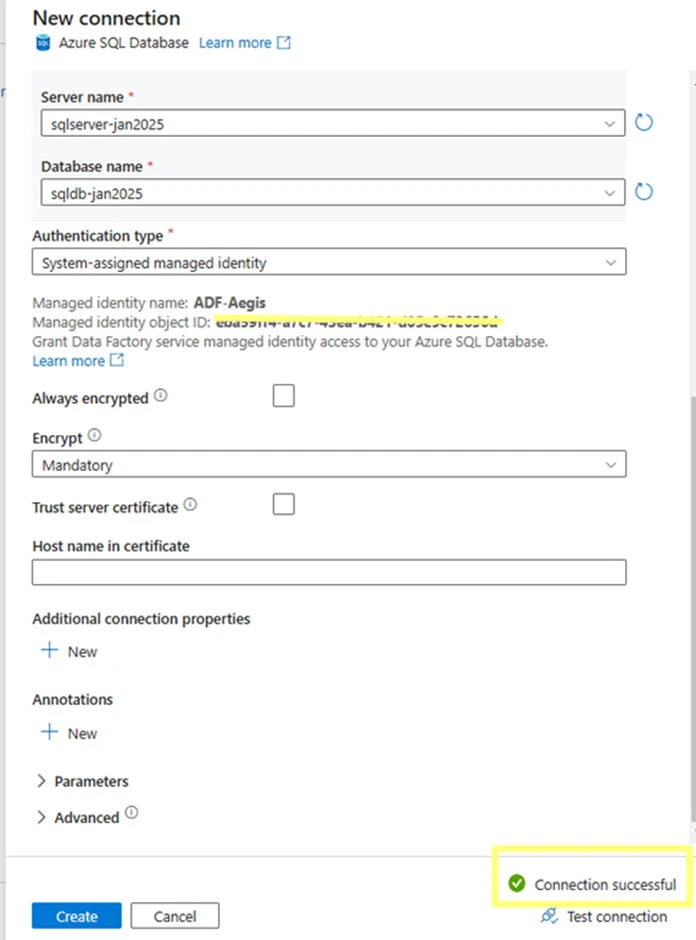Test the ADF data migration connection Test the ADF data migration connection