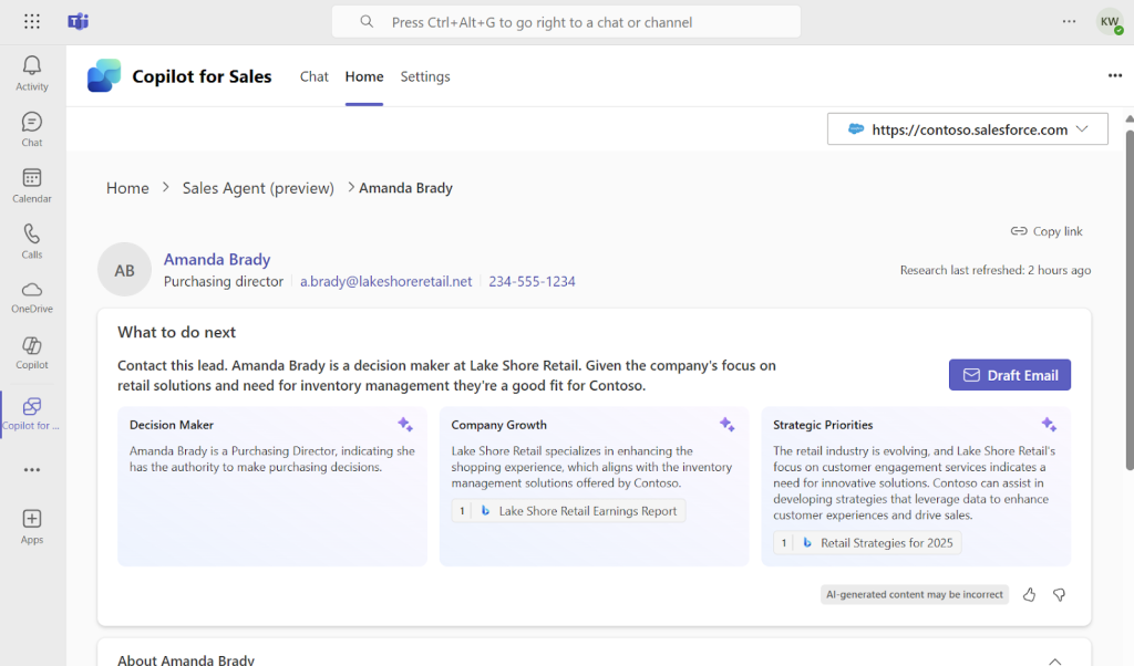 Copilot for Sales in Business Central for email management Copilot for Sales in Business Central for email management