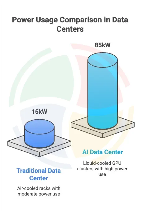 Power Usage Comparison In Data Centers 