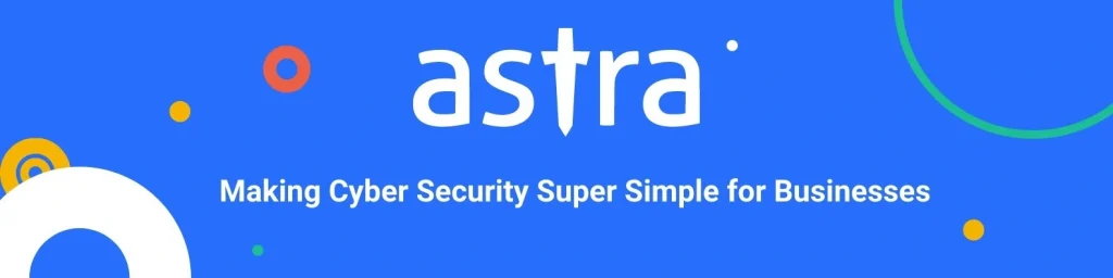 Astra logo against a blue background with white text. Astra logo against a blue background with white text.