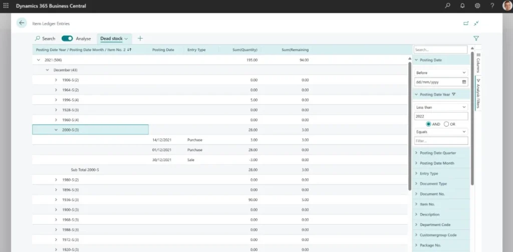 Ledger entries in Dynamics 365 Business Central