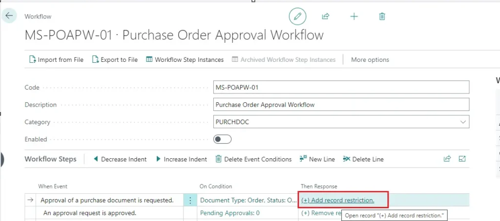 Purchase order workflows in BC