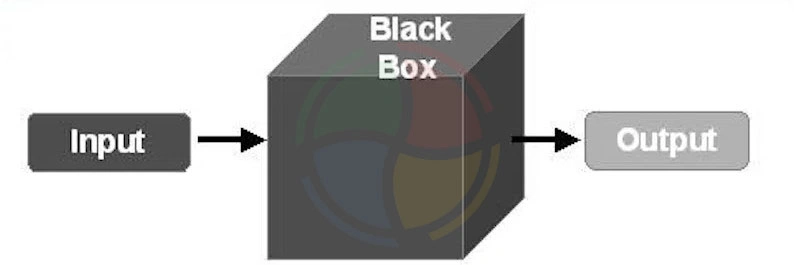 Infographic explaining black box testing, where you feed the system an input and observe the output. Infographic explaining black box testing, where you feed the system an input and observe the output.