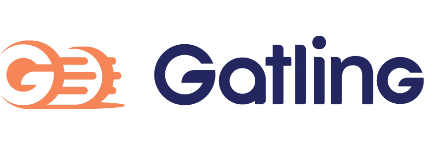Gatling logo against a white background with deep blue text and orange sign on the left. Gatling logo against a white background with deep blue text and orange sign on the left.