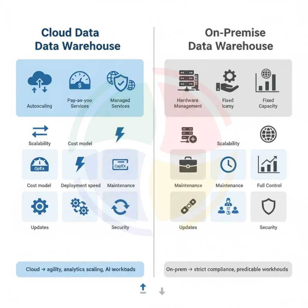 Enterprise cloud data warehouse solutions vs on premise data warehouse decision framework
