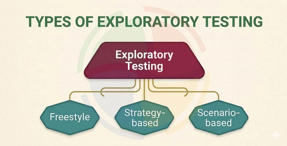 Flowchart showing the types of exploratory testing