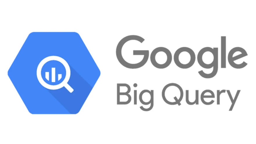 Google Big Query logo with a blue magnifying glass on the left, representing the latest data warehouse technologies.