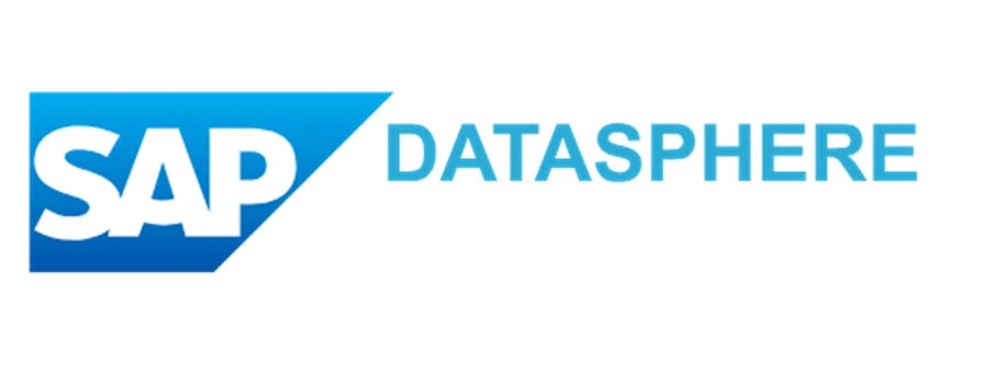 Logo of SAP data warehouse cloud of SAP Datasphere on a white background.