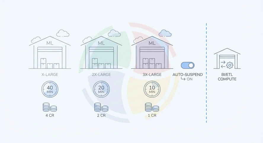 Snowflake warehouse sizing for training jobs
