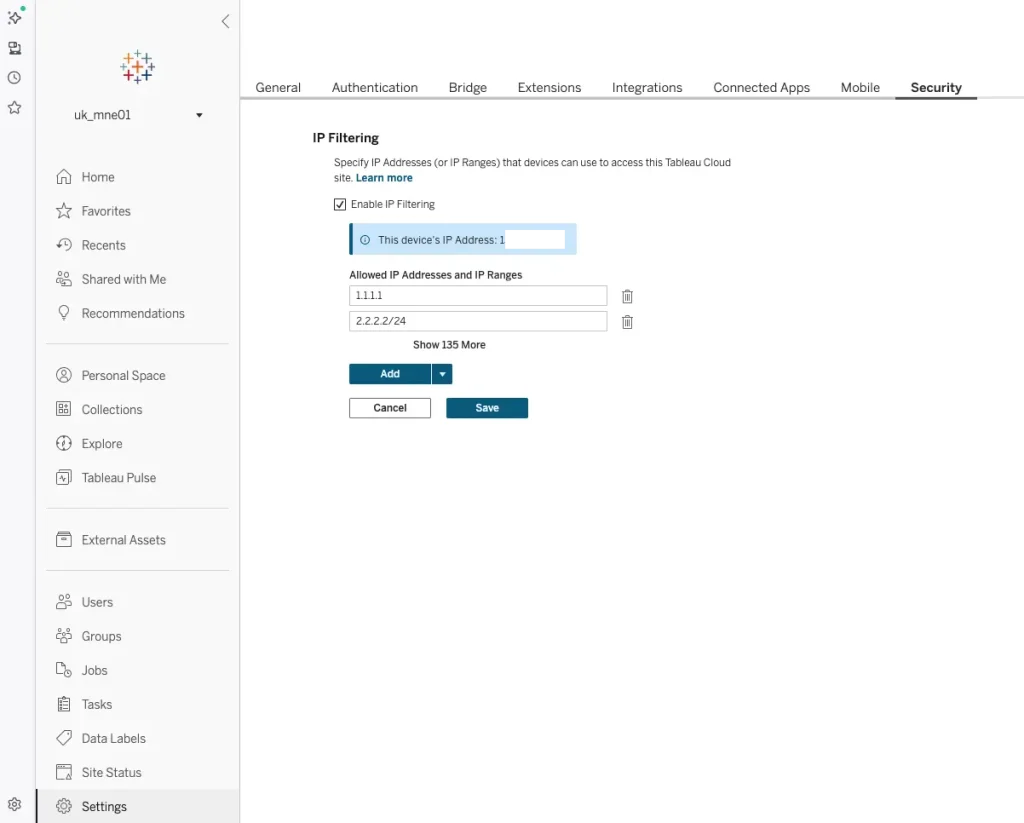 IP-based filters for self-service