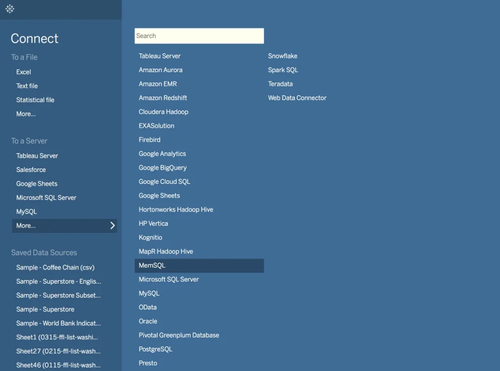 Tableau data sources