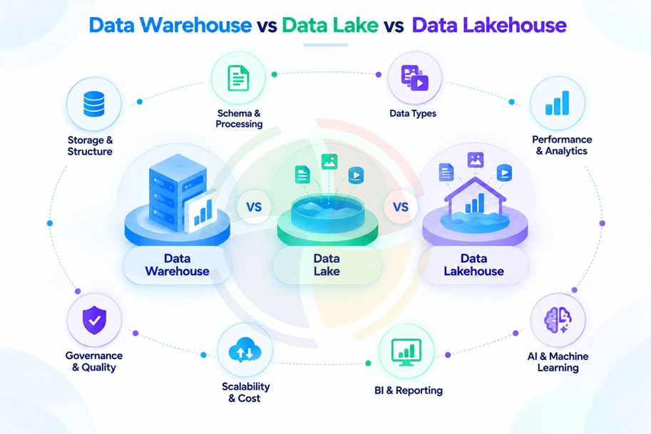 Data Warehouse vs Data Lake vs Data Lakehouse: Detailed Comparison